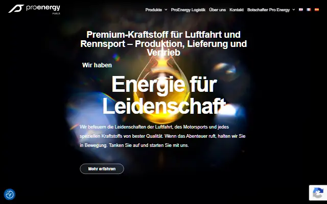 Wersja językowa strony proenergy.global, którą przygotowaliśmy